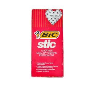 Bic Stic Blue Ink Pen Round Barrel 1 Dozen (12) Sealed Vintage 1985 NOS USA